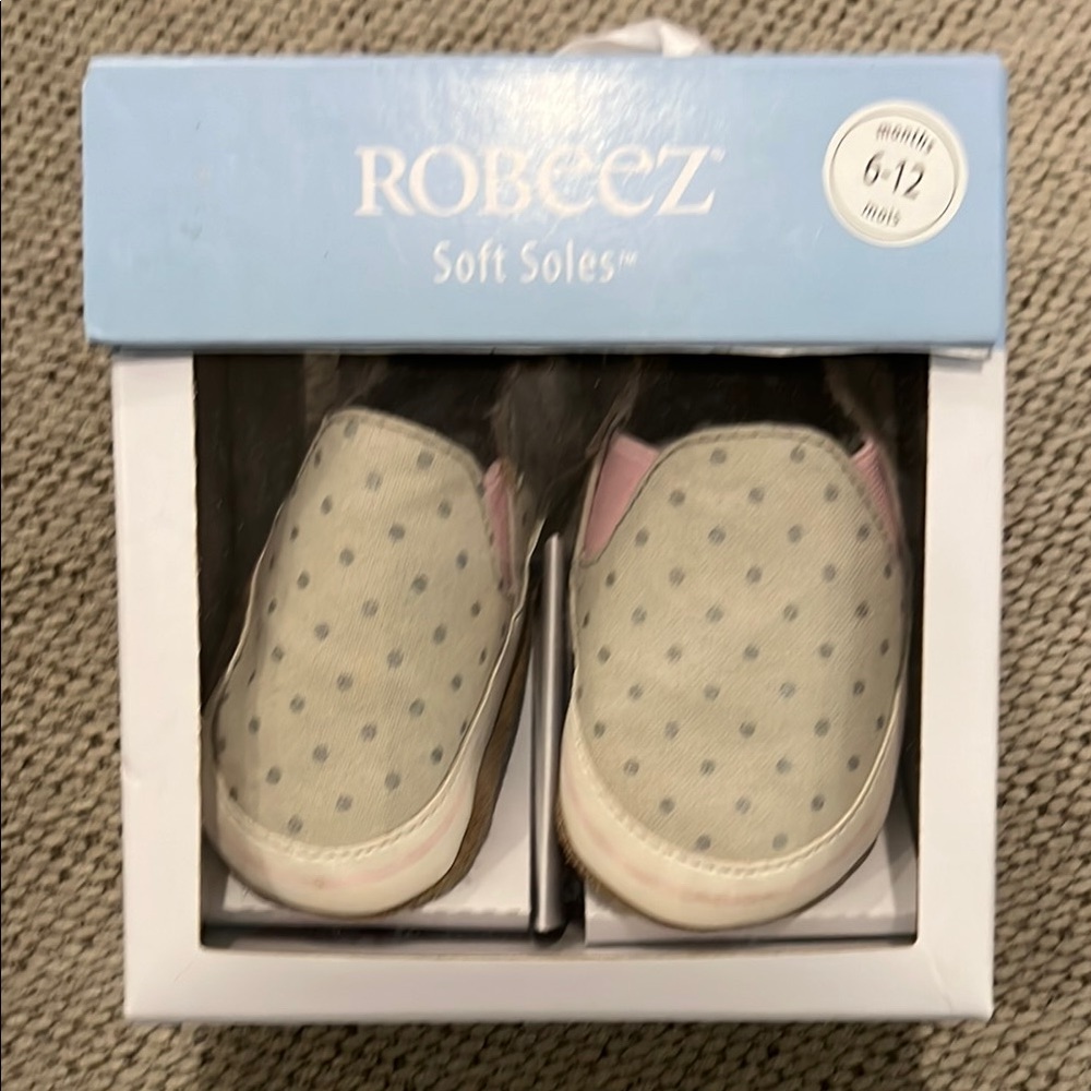 Robeez Gray and Pink Baby Walker Shoes Soft and Flexible